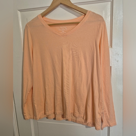 Sonoma Women's Coral Long Sleeve Tee - Picture 1 of 3